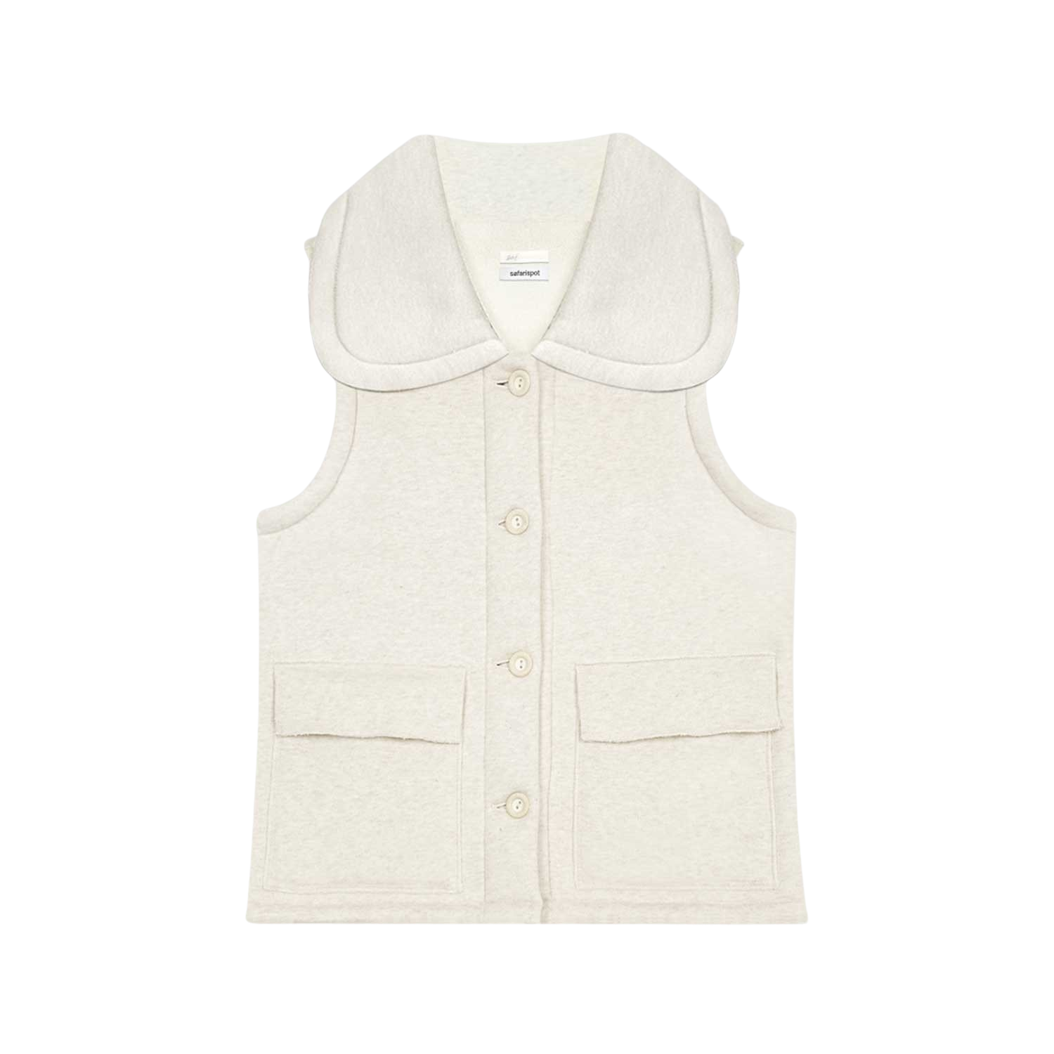 사파리스팟 라운드 카라 플리브 베스트 베이지(Safarispot Round Collar Fleeve Vest Beige)
