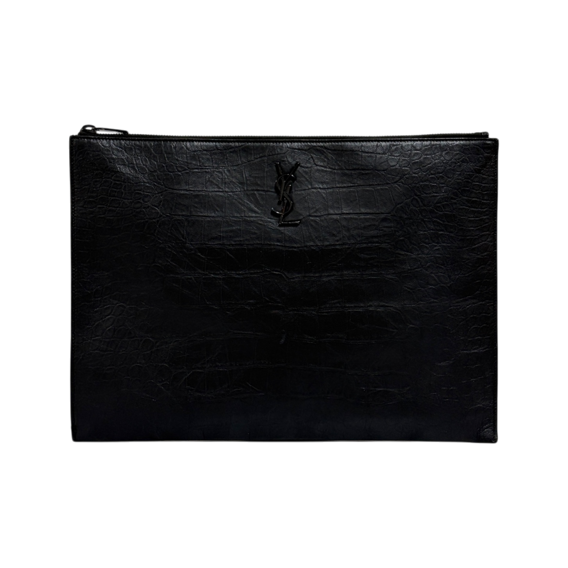 ITI3NINNT265 Saint Laurent Monogram Leather Clutch Bag Black