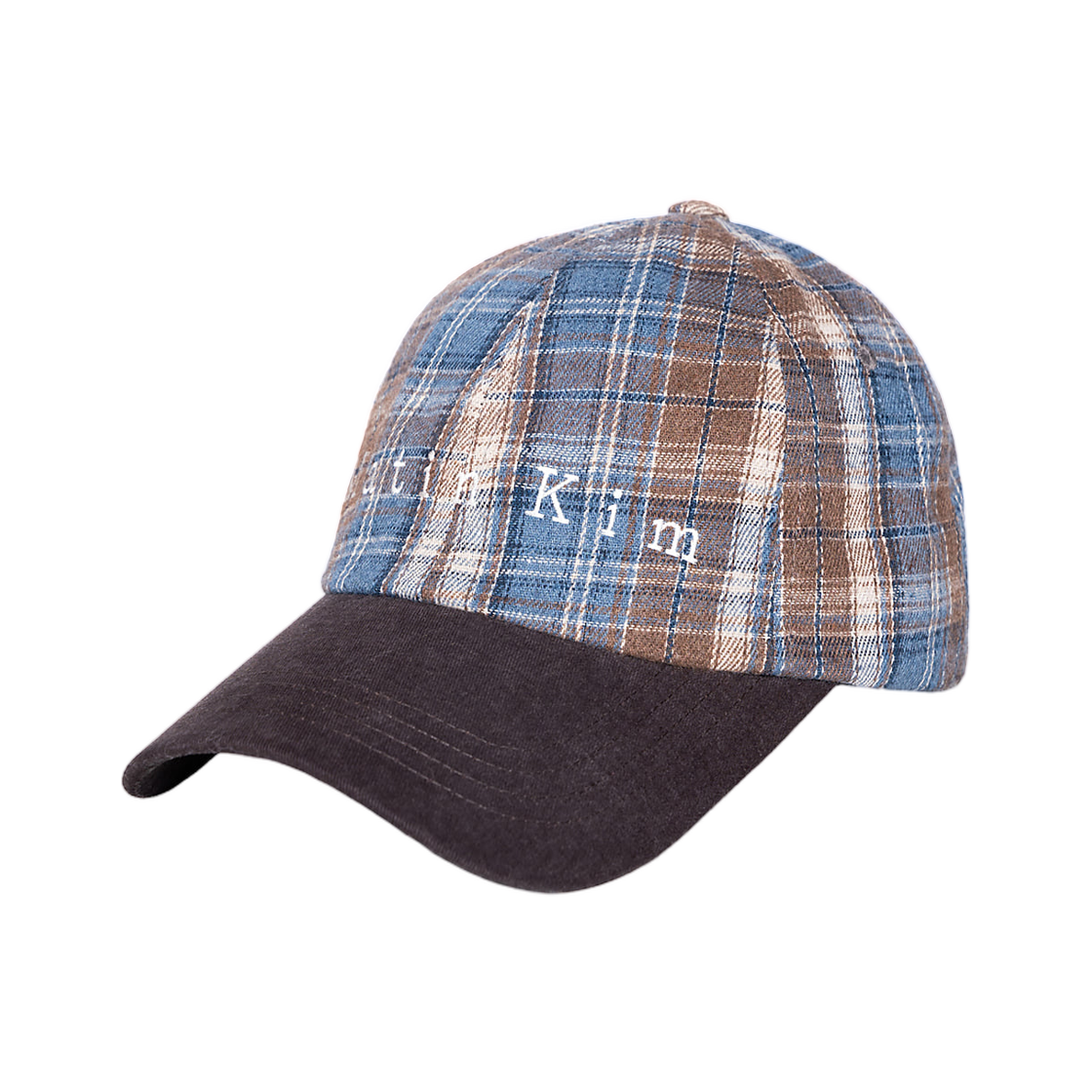 마뗑킴 콘트라스트 브림 체크 볼캡 브라운(Matin Kim Contrast Brim Check Ball Cap In Brown) - 2