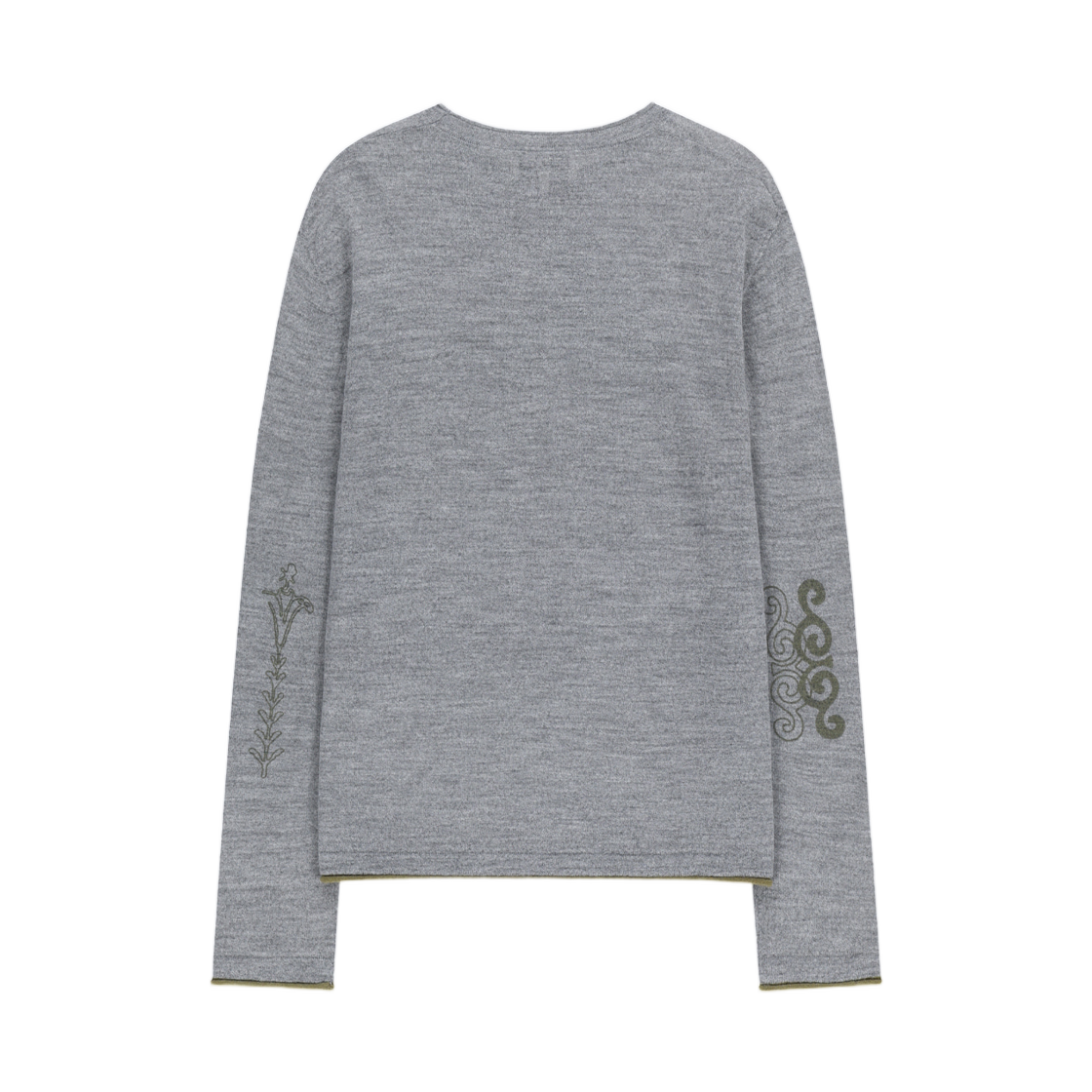 (W) 마뗑킴 슬리브 그래픽 시어 니트 풀오버 그레이((W) Matin Kim Sleeve Graphic Sheer Knit Pullover In Grey) - 2