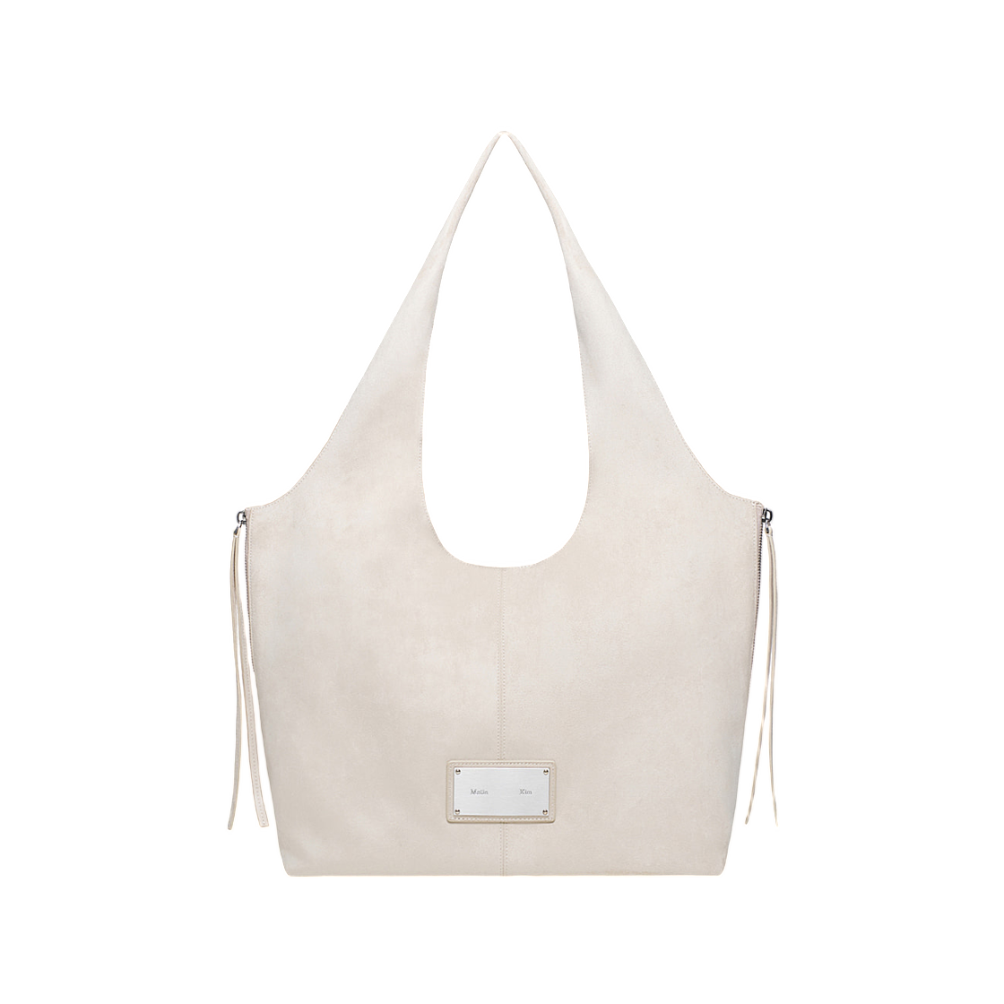 MK2677BG036MIV Matin Kim Side Zip Suede Shoulder Bag In Ivory