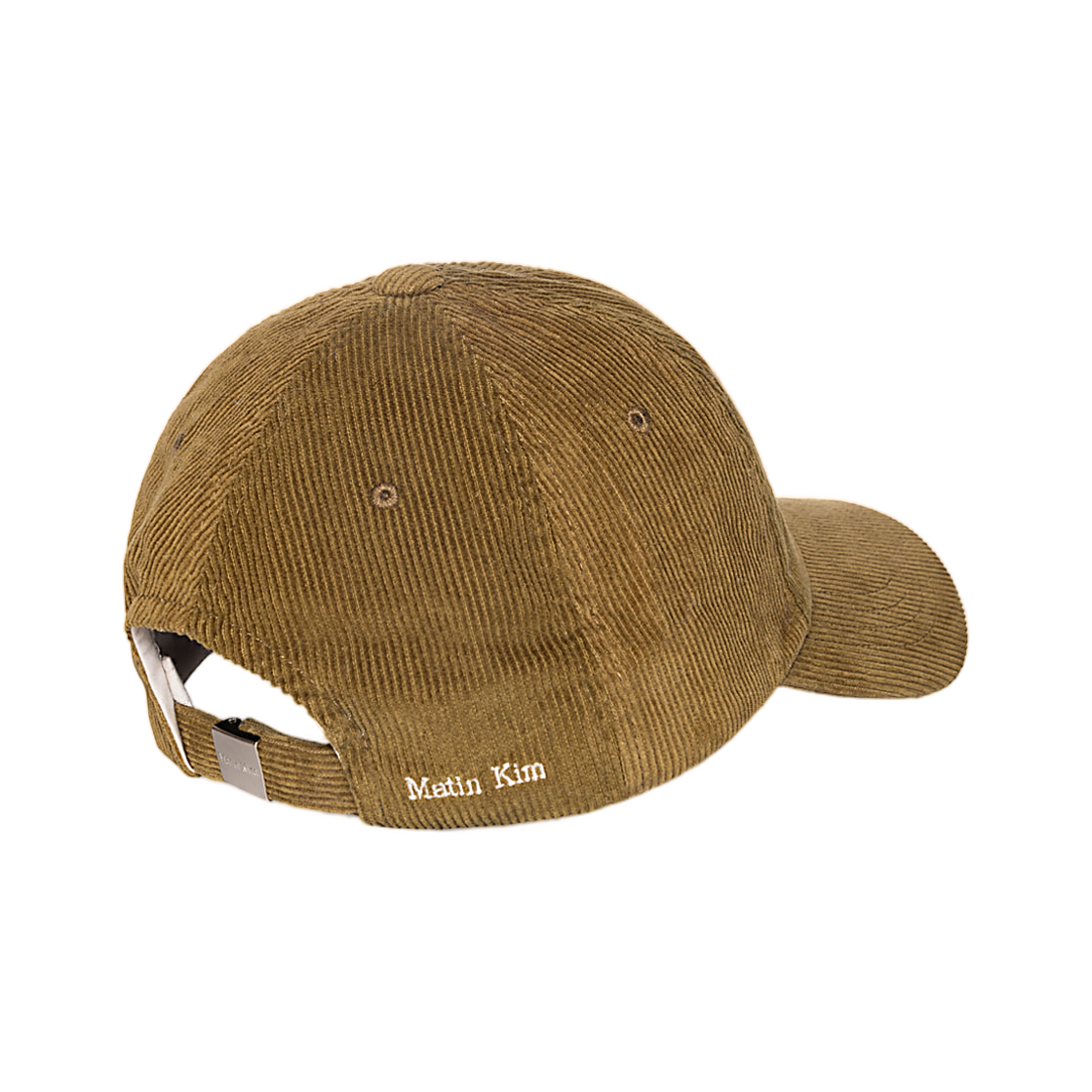 마뗑킴 크랙 스크립트 코듀로이 볼캡 카키(Matin Kim Cracked Script Corduroy Ball Cap In Khaki) - 3