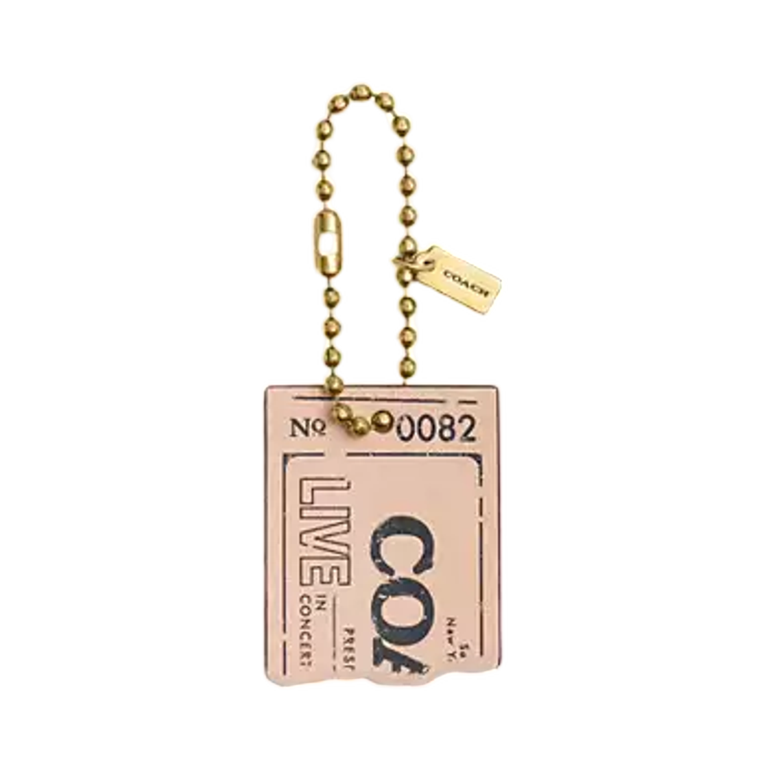 CHQ90-B4NH1 Coach Live in Concert Concert Ticket Bag Charm Brass Light Pink