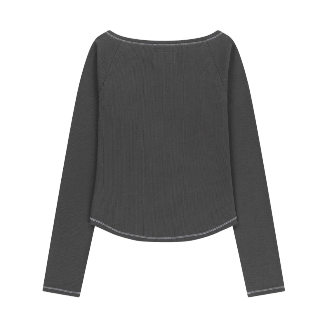 (W) 마뗑킴 로고 아플리케 버튼 디테일 래글런 탑 차콜((W) Matin Kim Logo Applique Button Detail Raglan Top In Charcoal) - 2