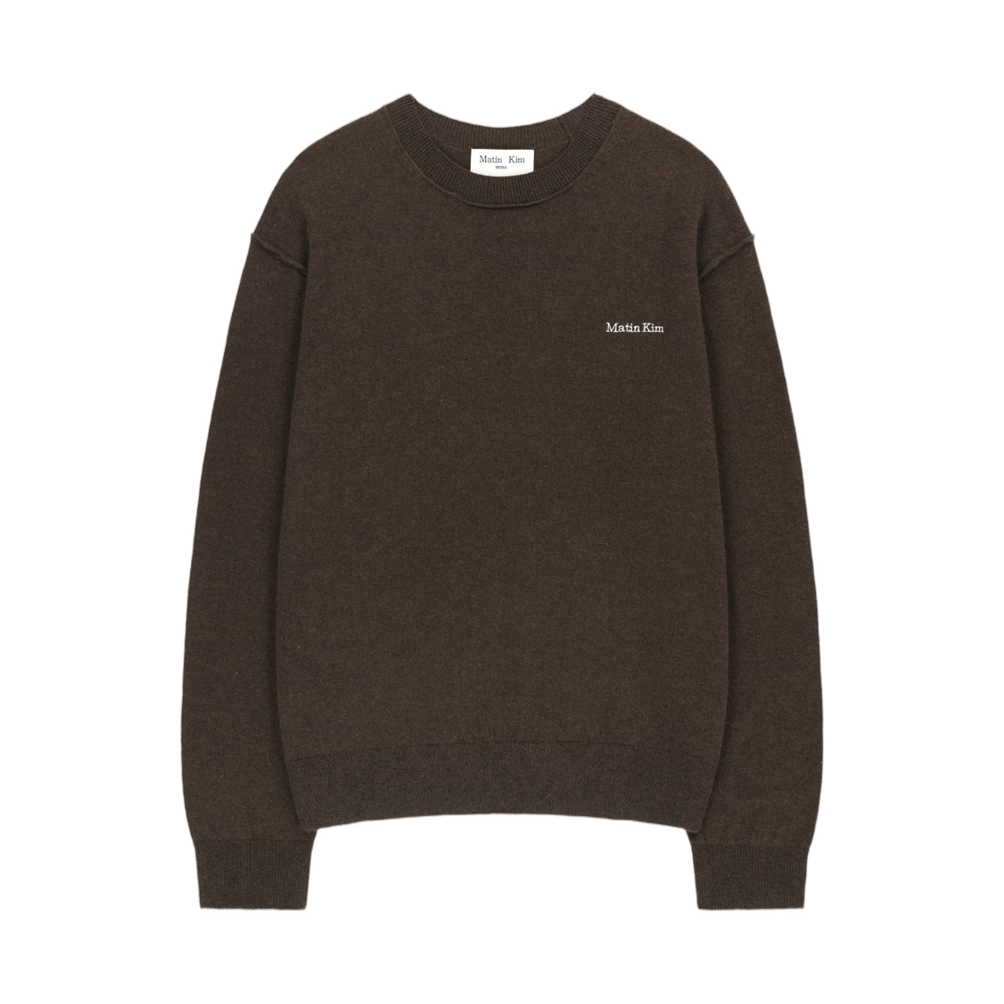 MK2600PO323MBR Matin Kim Cashmere Blended Panel Knit Pullover In Brown