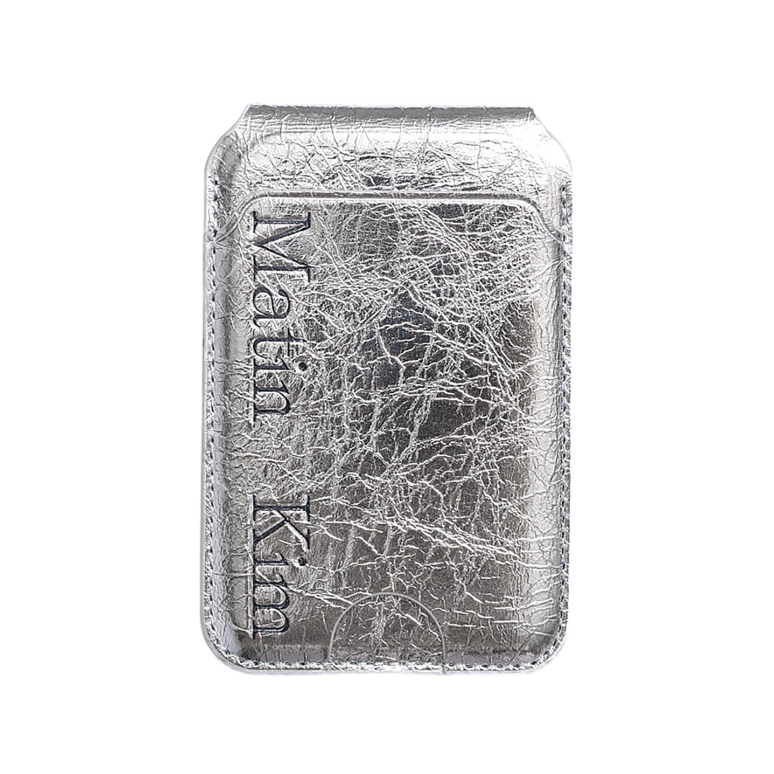 MK269OAC013MSV Matin Kim Magnetic Flip Card Wallet In Silver