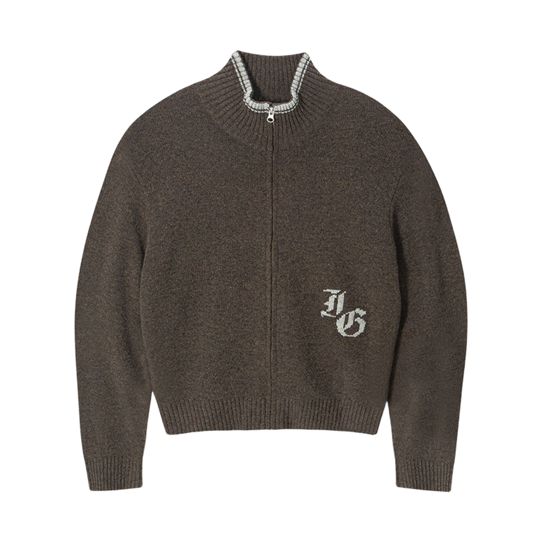 인세인개러지 베이직 풀집업 니트_카키(INSANE GARAGE  Basic Full Zip-Up Knit_Khaki)