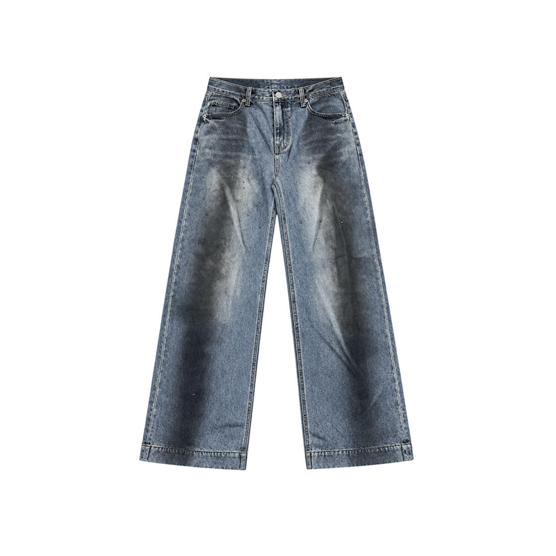 7AP2FCUSL00S 7AP2FCUSL00M Holy Number 7 Nude Crystal Hotfix Brushed Denim