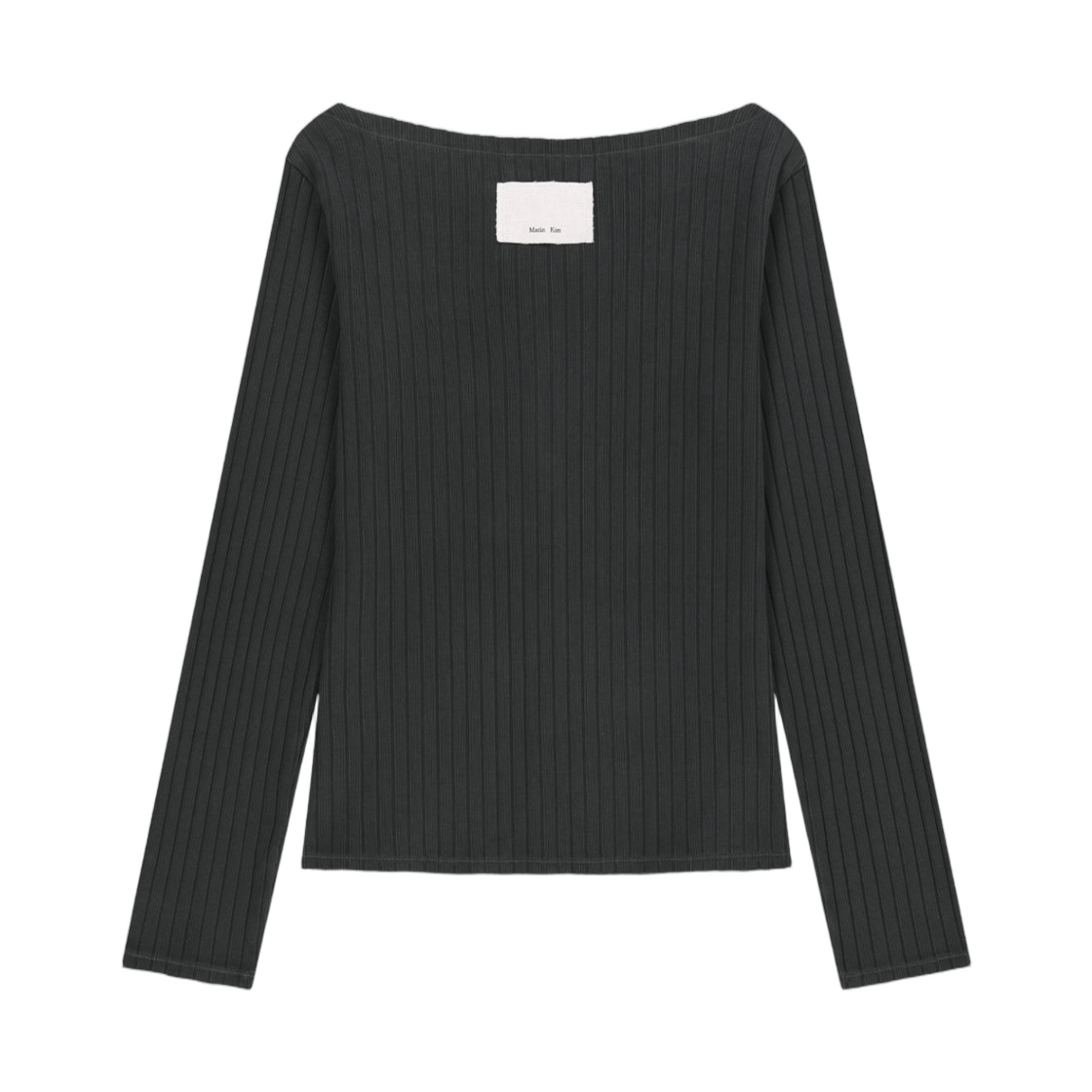 (W) 마뗑킴 빈티지 워시드 립드 스냅 탑 블랙((W) Matin Kim Vintage Washed Ribbed Snap Top In Black) - 2