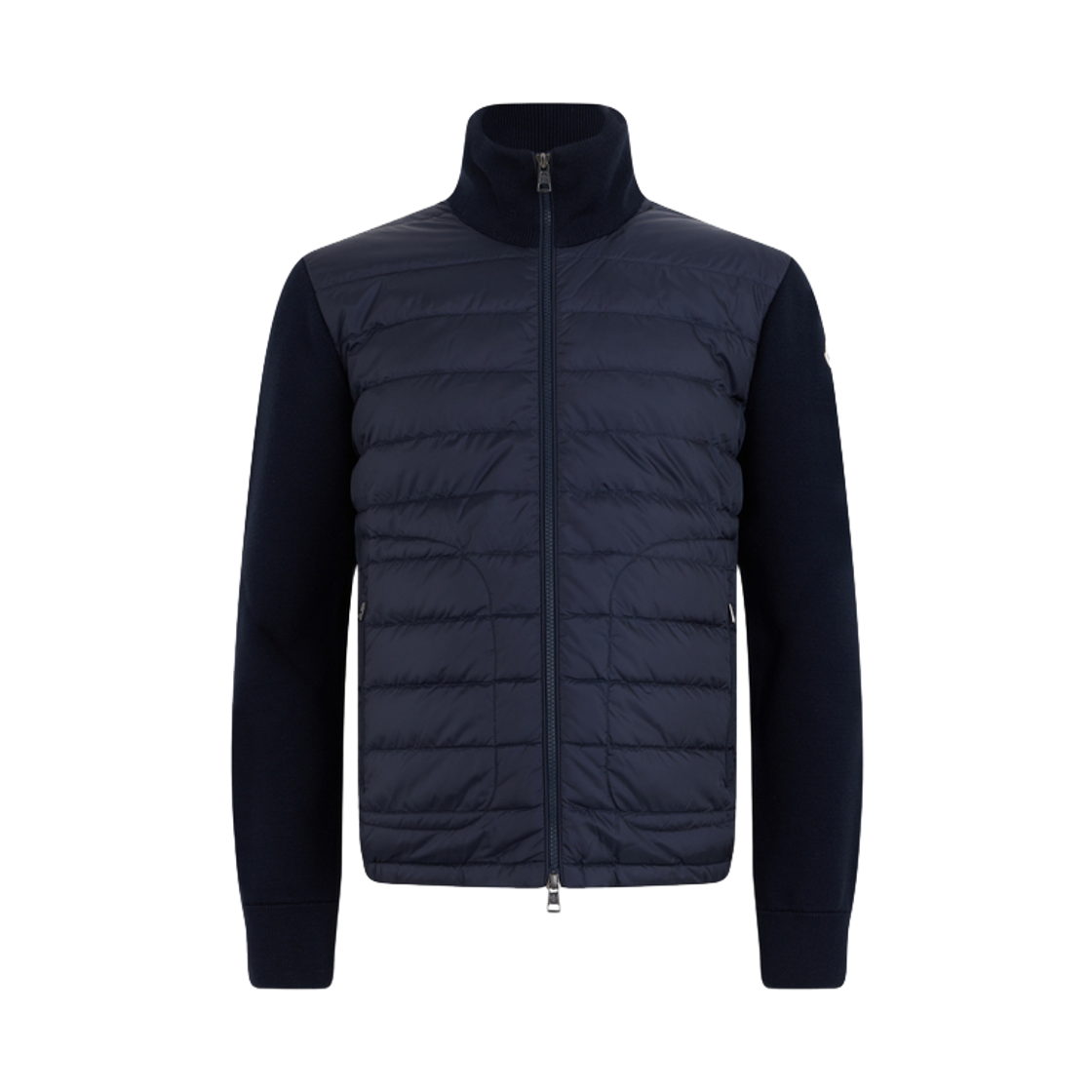 9B507 00 A9341 777 [15% 쿠폰] Moncler Logo Patch Knit Mix Lightweight Down Jacket Navy - 26FW