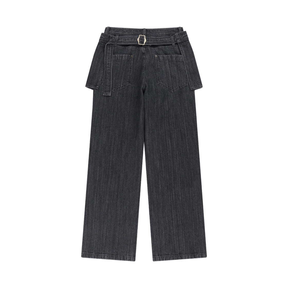 (W) 마뗑킴 에이프런 레이어드 데님 팬츠 블랙((W) Matin Kim Apron Layered Denim Pants In Black) - 2