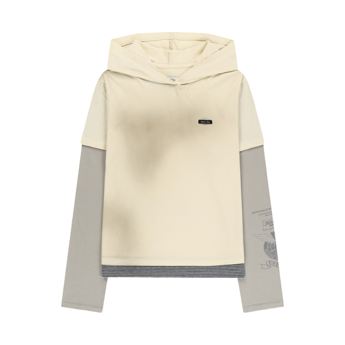 MK269OTS070MBT (W) Matin Kim Dust Washed Layered Hood Top In Butter
