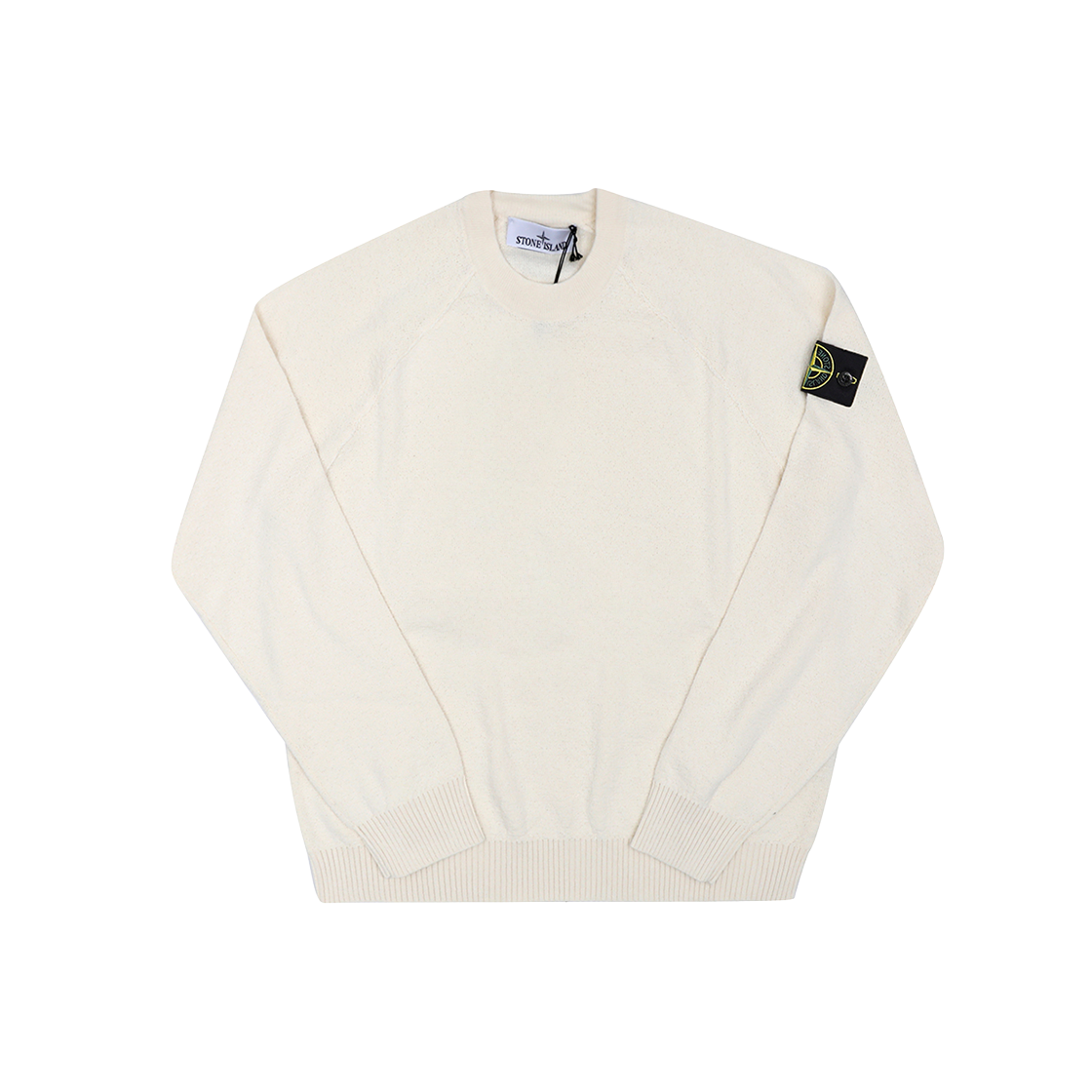 L1S155100020 S01B9 V0093 [15% 쿠폰] Stone Island 5100020 Light Raw Hand Organic Cotton Loose Fit Crewneck Jumper with Raglan Sleeves Ivory - 26SS