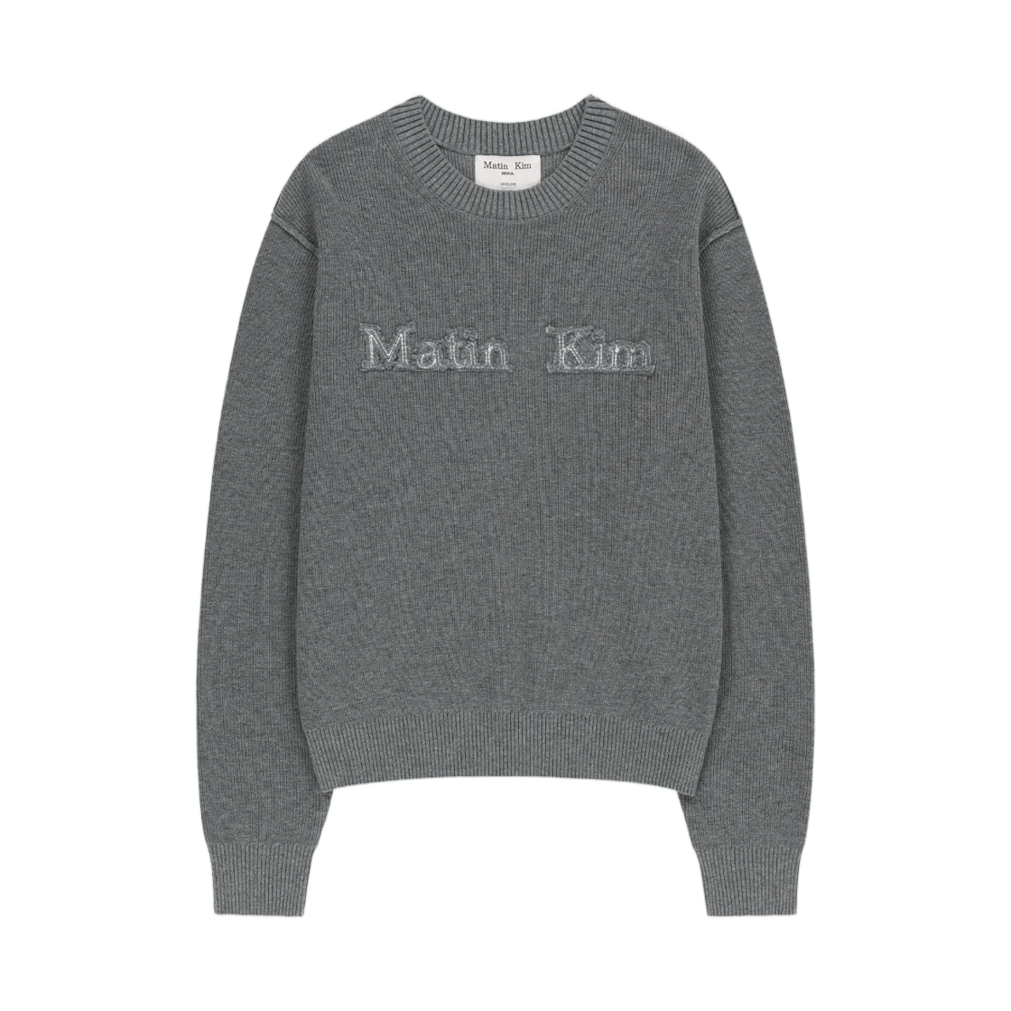 MK2600PO324MGY Matin Kim Applique Logo Knit Pullover In Grey