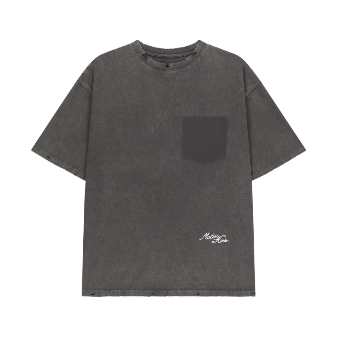 MK2677TS365UCH Matin Kim Vintage Washed Calligraphy Back Logo Top In Charcoal