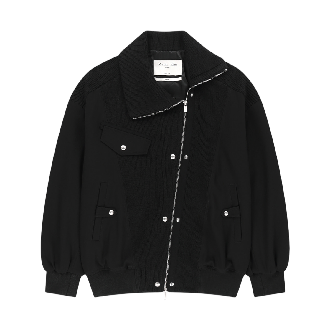MK2677JP025MBB Matin Kim Asymmetric Knit Panel Jumper In Black