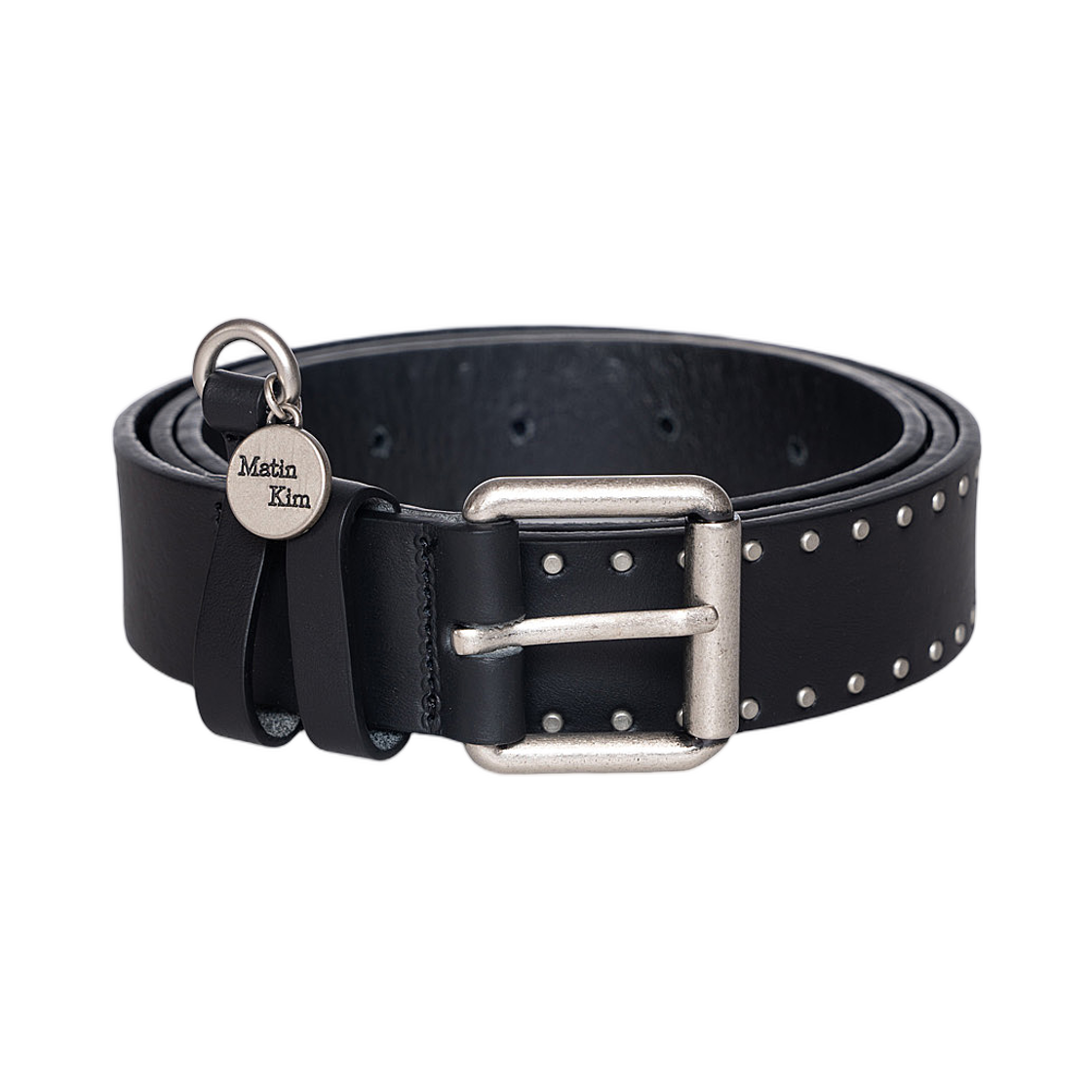 MK269OBT002MBB Matin Kim Mini Dot Stud Leather Belt In Black