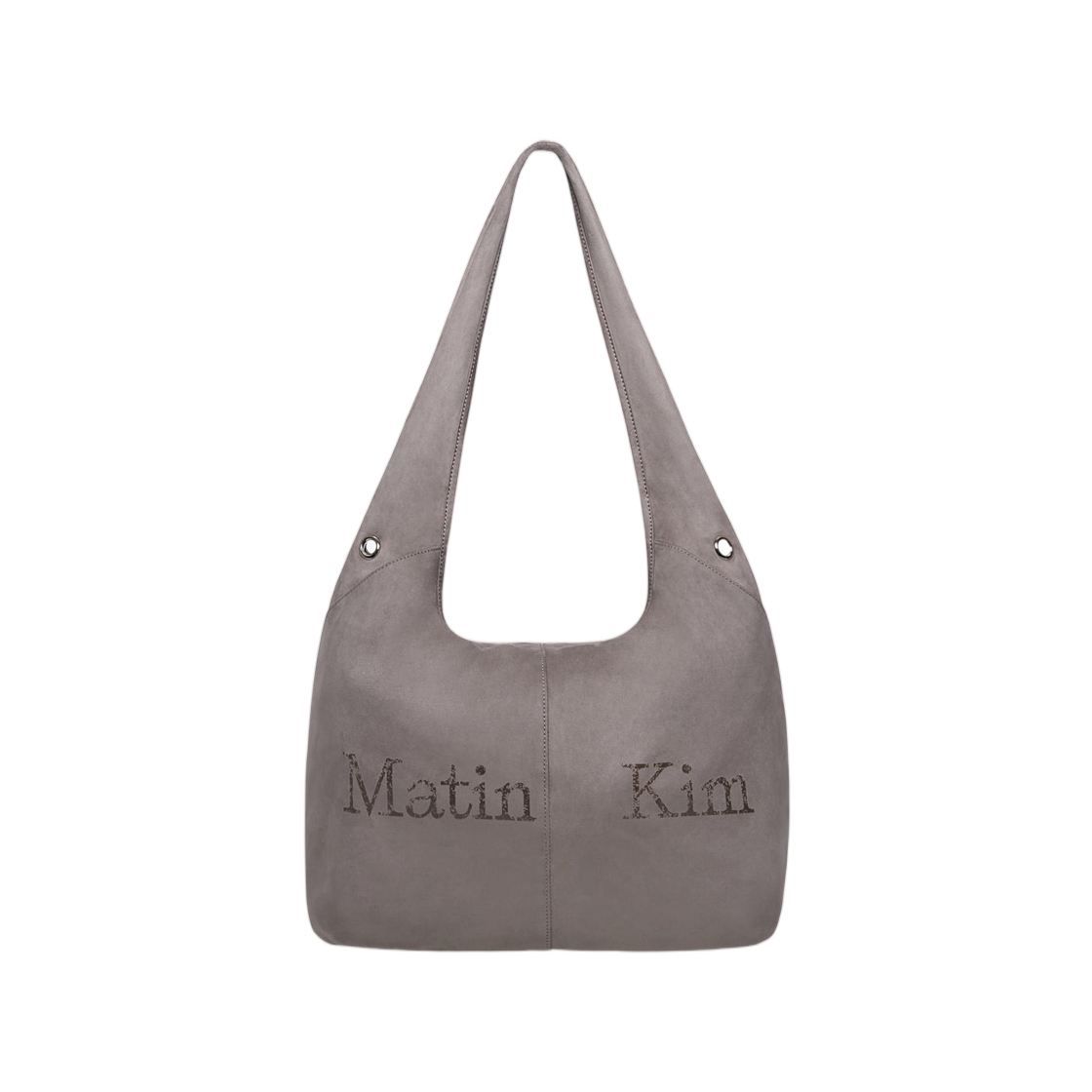 MK2677BG055MCH Matin Kim Logo Point Suede Round Ecobag In Charcoal
