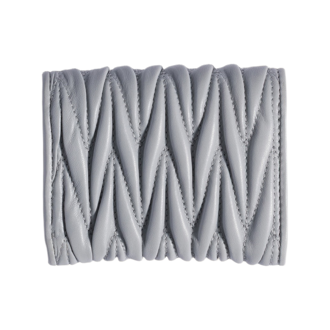 미우 미우 마테라쎄 나파 레더 스몰 월렛 펄 그레이(Miu Miu Matelasse Nappa Leather Small Wallet Pearl Gray) - 3
