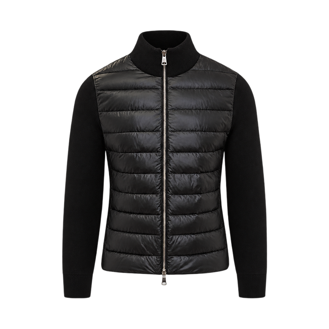 9B000 25 M1131 999 [15% 쿠폰] Moncler Logo Patch Knit Mix Down Jacket Black - 25SS