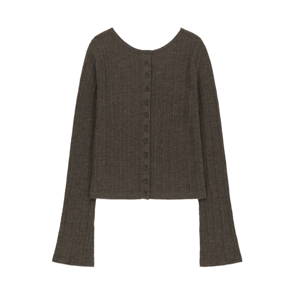 MK2677PO025MKB (W) Matin Kim Two Way Texture Knit Top In Khaki Brown