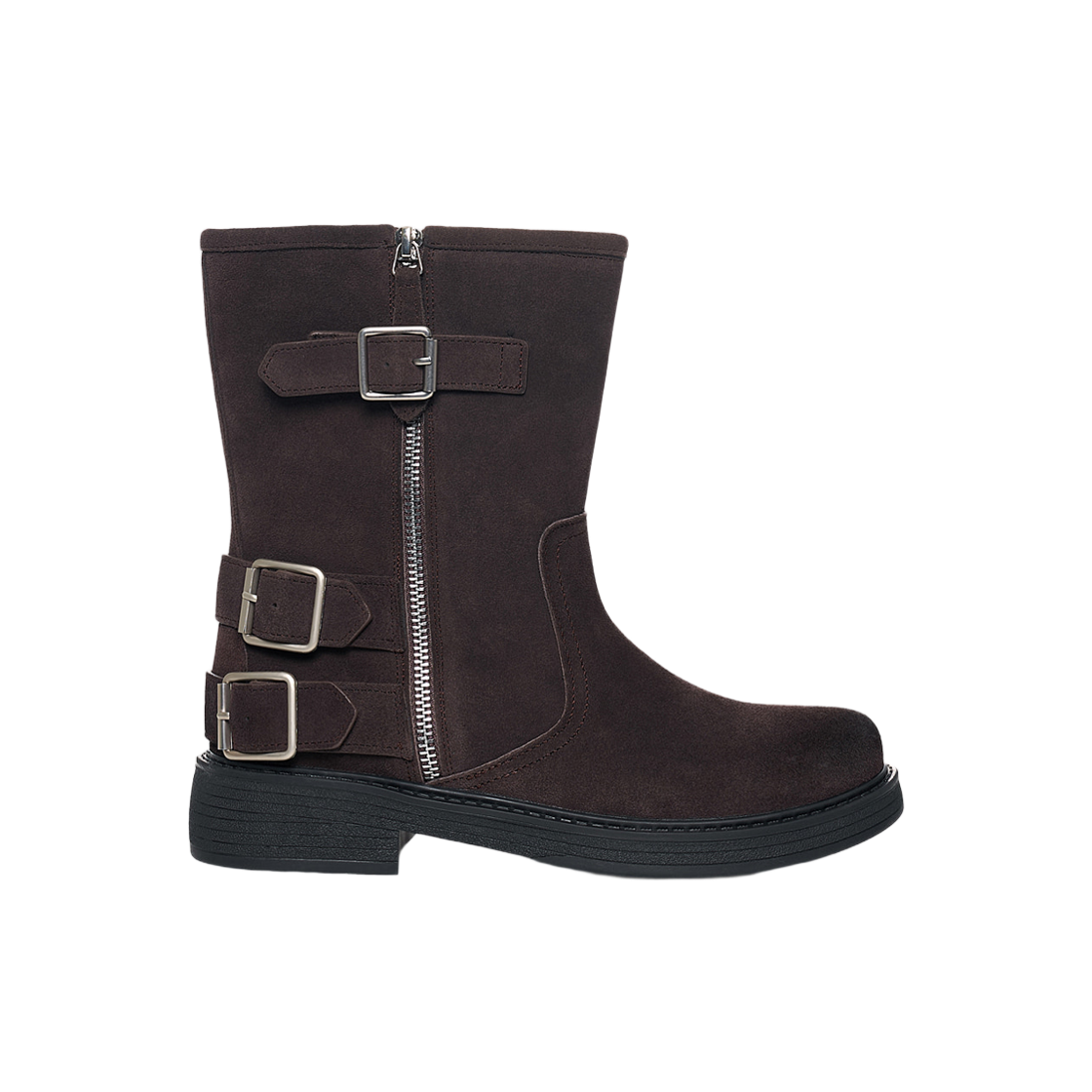 MK2677SO001MDB (W) Matin Kim Vintage Washed Biker Ankle Boots In Dark Brown