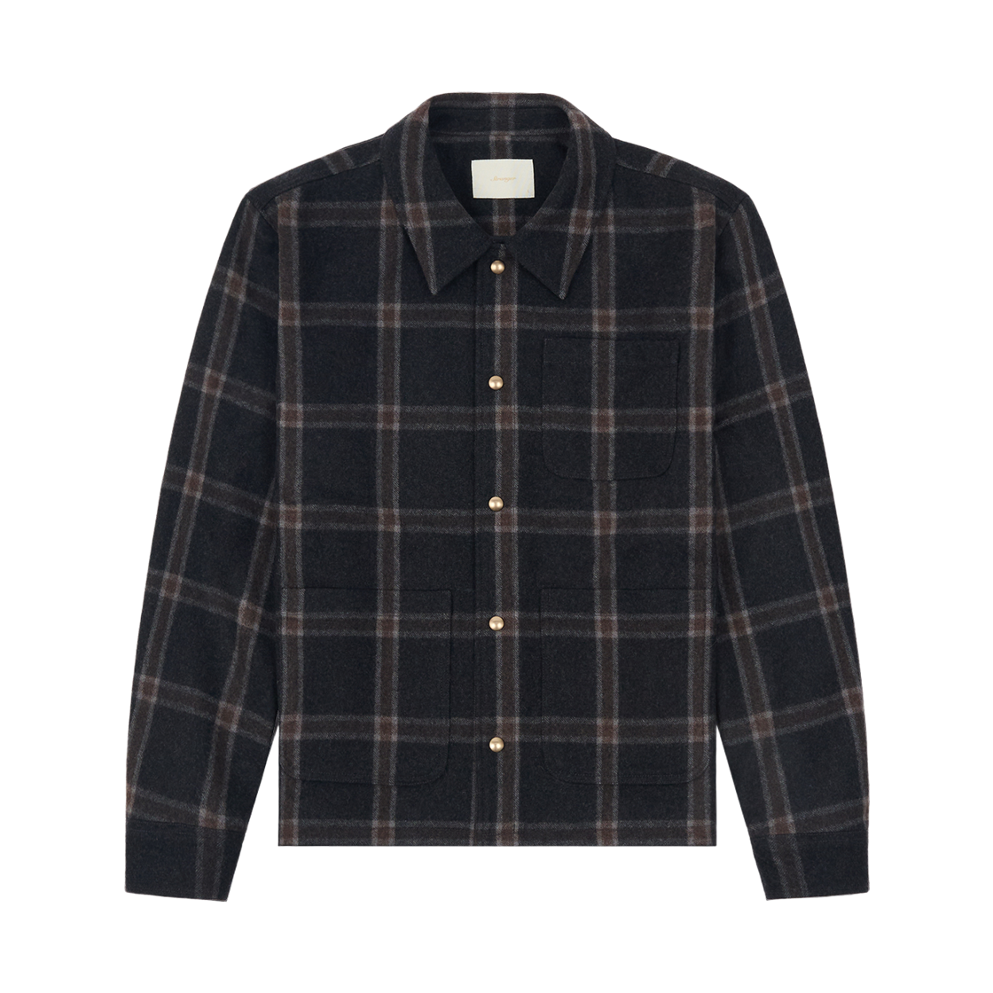 스트레인저 릴렉스드 핏 울 체크 포켓 셔츠 재킷(STRANGER Relaxed Fit Wool Check Pocket Shirt Jacket) - 1