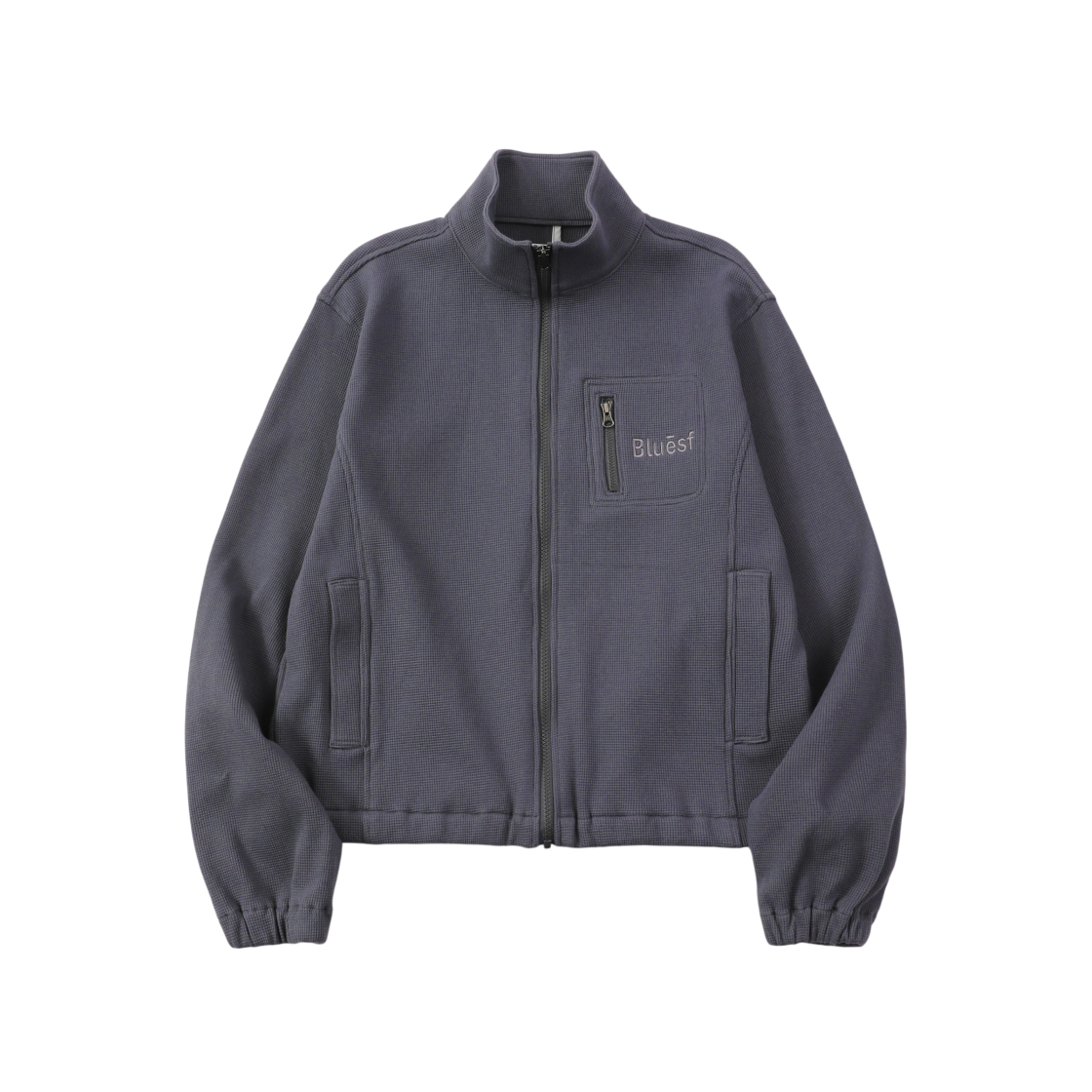 블루 선플라워 볼륨 와플 집업 퍼플카키(Blue Sunflower Volume Waffle Zip PC)