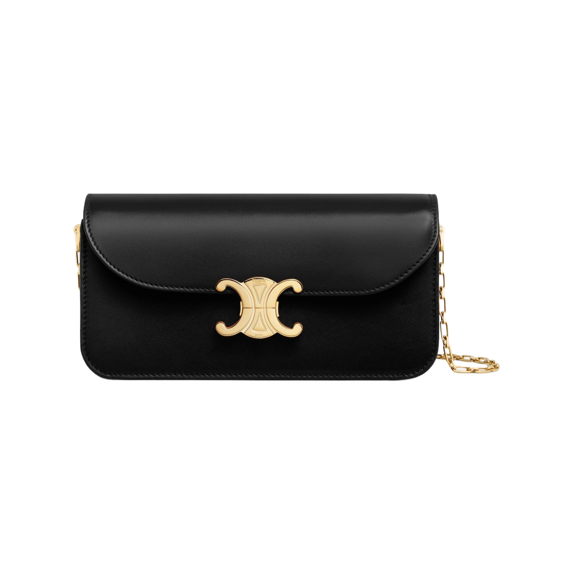 L106X3S58-38NO Celine Small Chain Triomphe in Shiny Calfskin Black