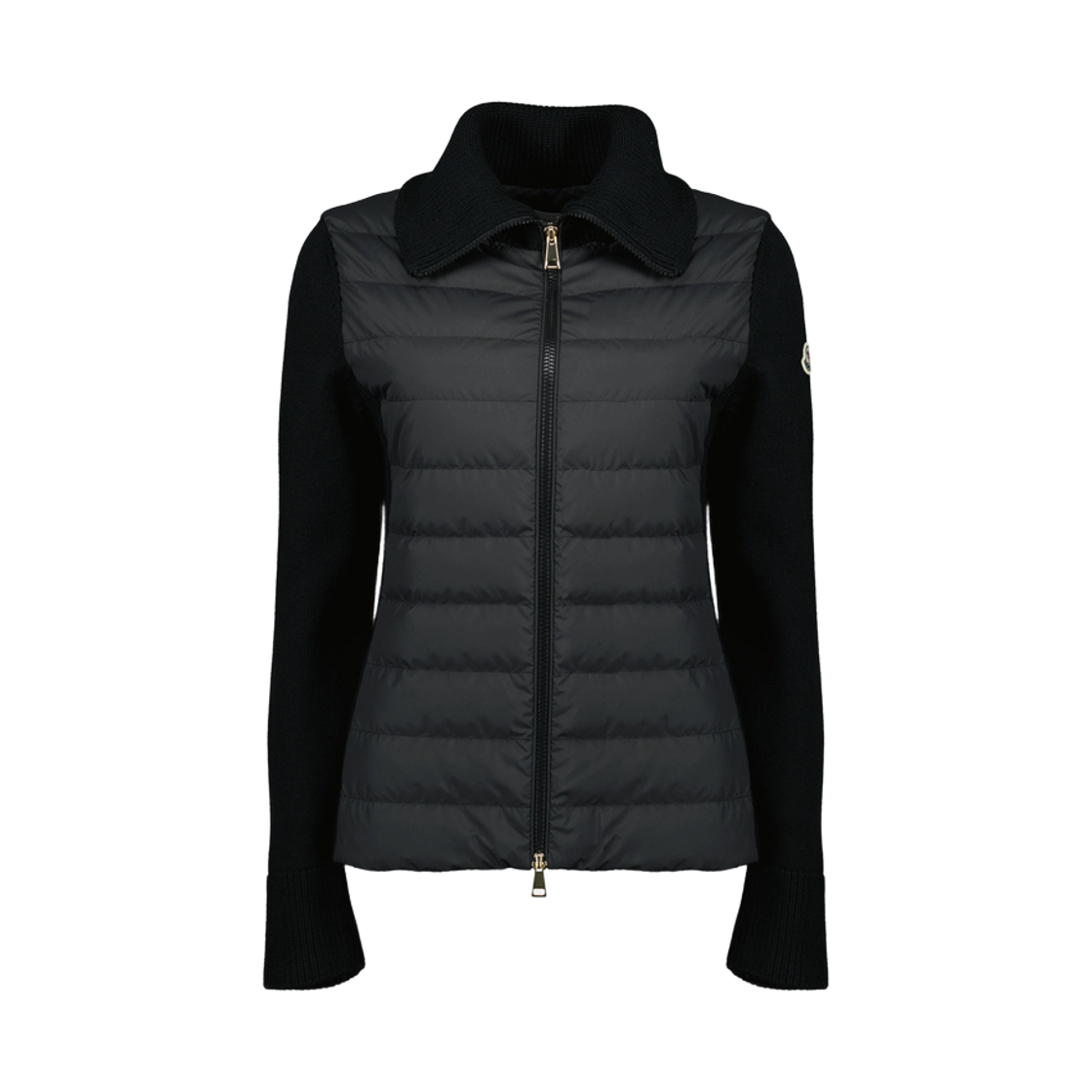 9B000 20 M1131 999 [15% 쿠폰] Moncler Logo Patch Knit Mix Down Jacket Black - 26SS