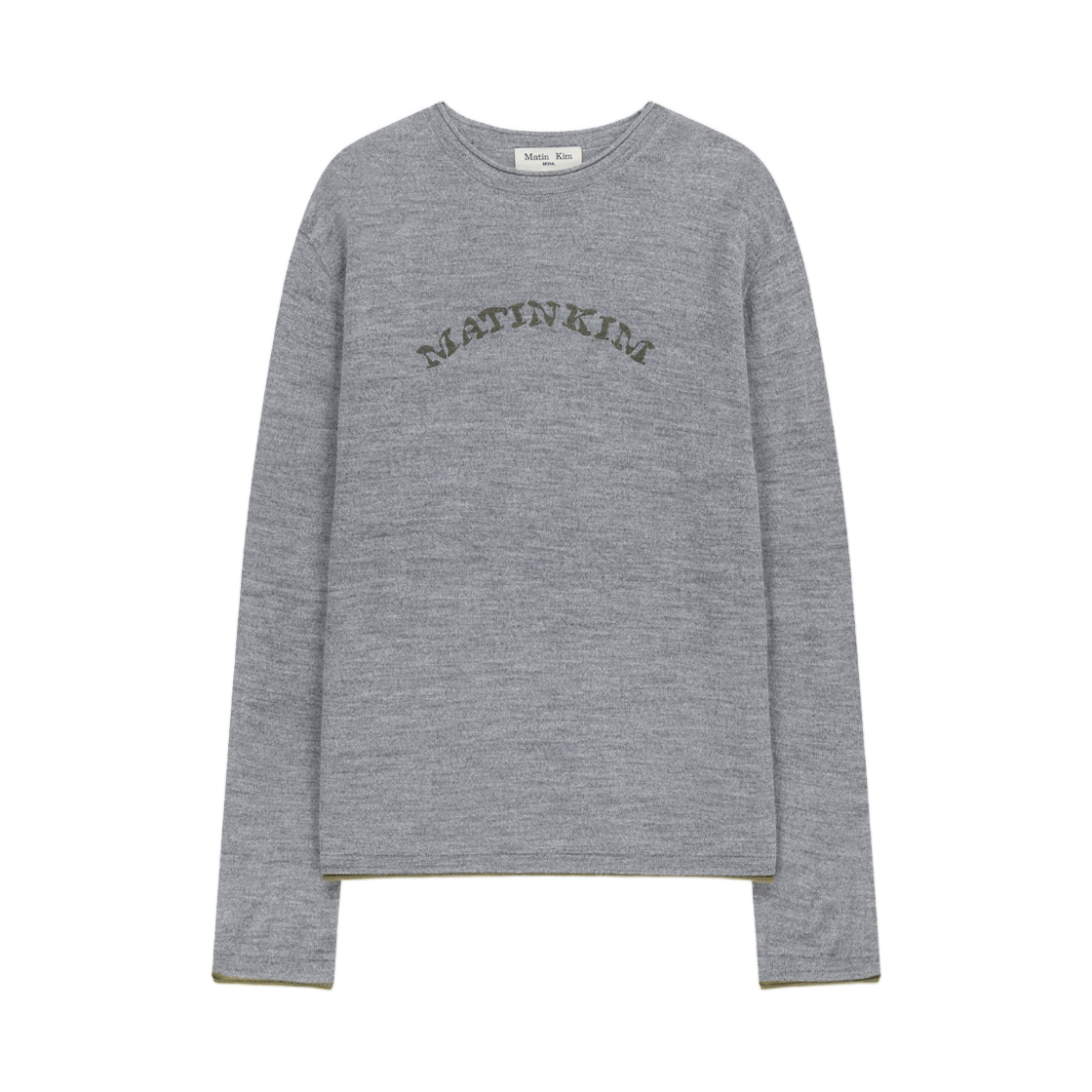 MK269OPO038MGY (W) Matin Kim Sleeve Graphic Sheer Knit Pullover In Grey