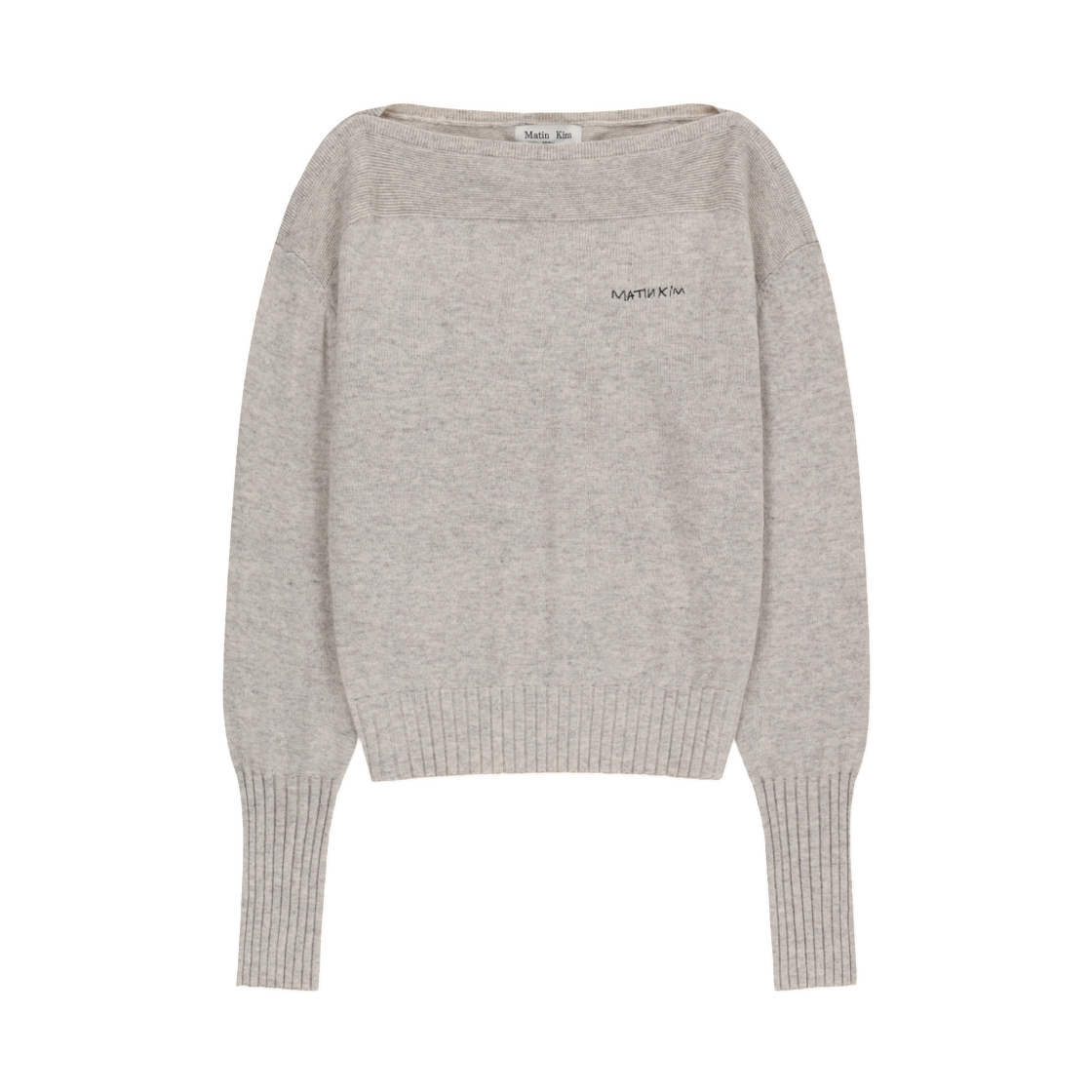 MK269OPO035MLE (W) Matin Kim Boat Neck Volume Sleeve Knit Pullover In Light Beige