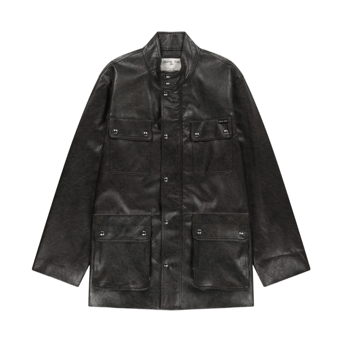 MK2677JK323UBR Matin Kim Faux Leather Safari Jacket In Brown