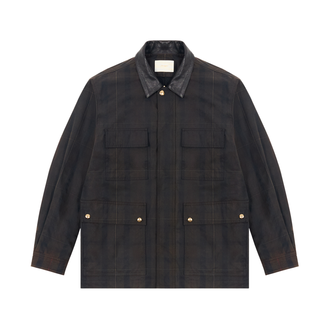 스트레인저 릴렉스드 핏 레더 칼라 왁스드 필드 재킷(STRANGER Relaxed Fit Leather Collar Waxed Field Jacket)