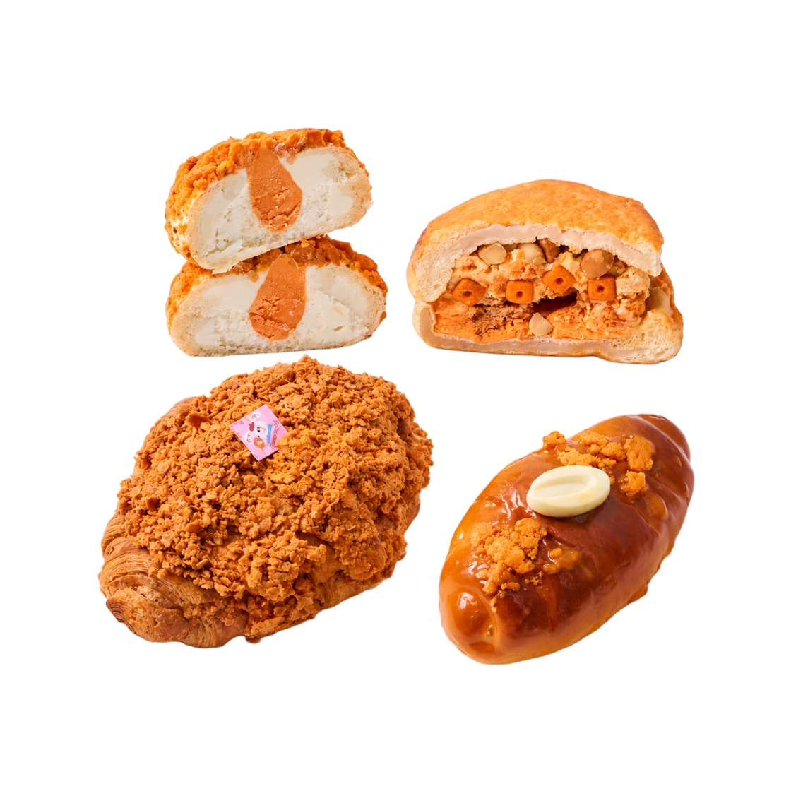 [KREAM 단독] 보밀당 황치즈 외길 7년 단짠이 4종 세트 (황치즈덕후 맘모스, 황치즈 포요틴, 크로와상 치즈 티라미수, 배꼽빵 황치즈 범벅 소금빵)([KREAM 단독] Bomilldang 7 Years Of Yellow Cheese, Sweet & Salty By Bomilldang)