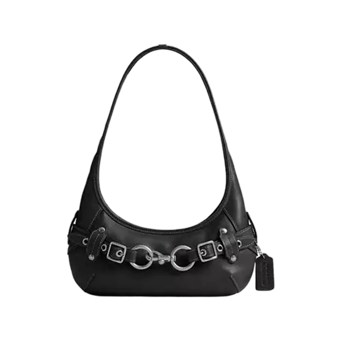 CEN80-LHBLK Coach Belted Ergo Shoulder Bag 26 Silver Black