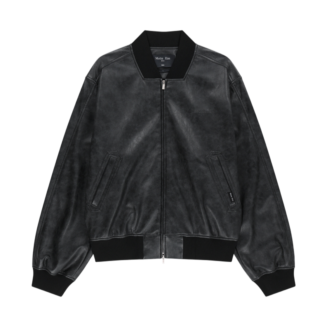 MK2677JP521HBB Matin Kim Faux Leather Rib Collar Blouson In Black