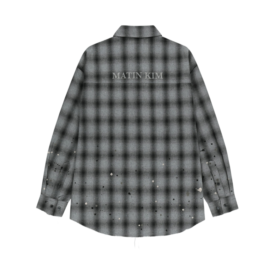 마뗑킴 페인트 이펙트 플란넬 체크 셔츠 그레이(Matin Kim Paint Effect Flannel Check Shirt In Grey) - 2
