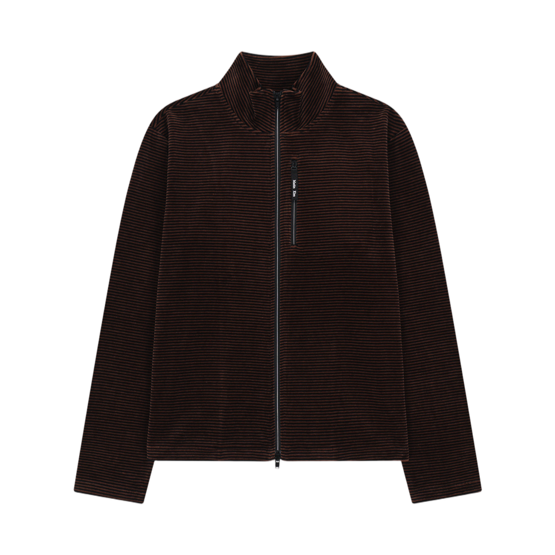 MK269OJP335UBR Matin Kim Striped Velour Zip Up In Brown