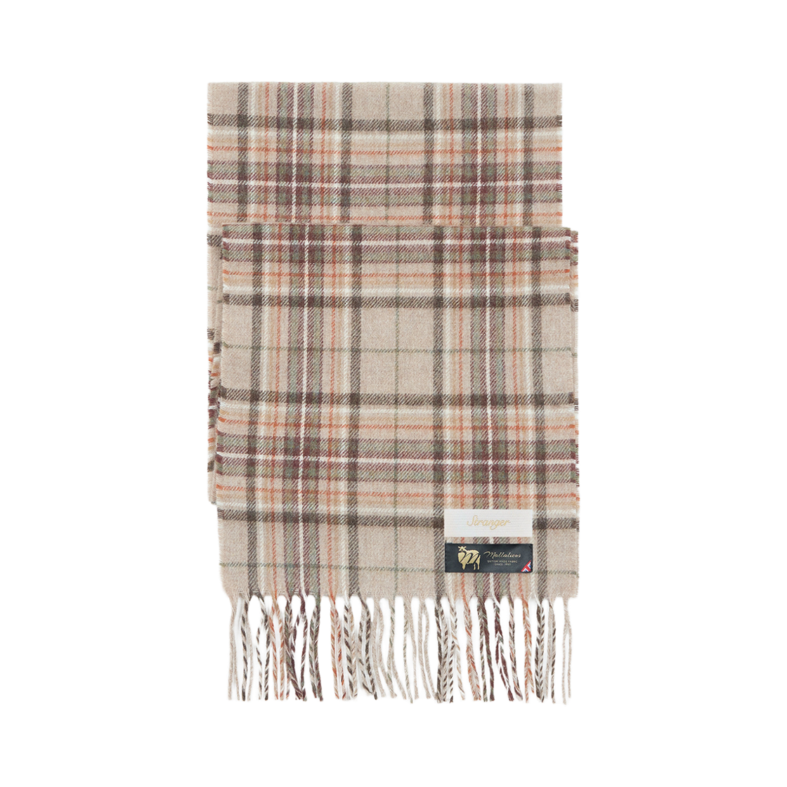 0026FAMM001 STRANGER British Wool Check Muffler Beige