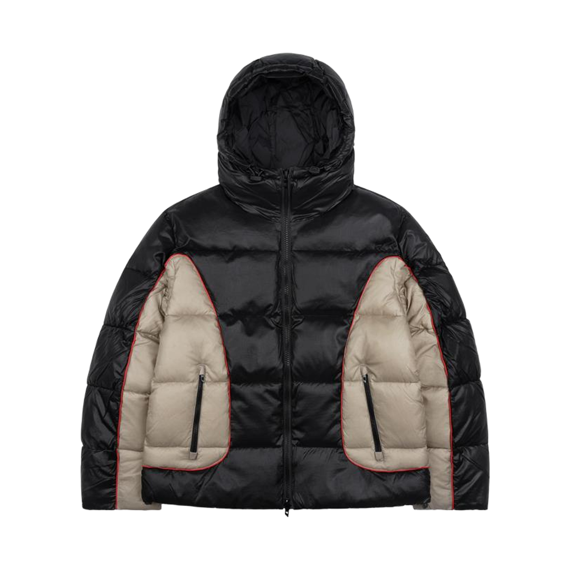 A14405 0DBCH 9XX [15% 쿠폰] Diesel W-Ostend Hooded Puffer Jacket in Shiny Ripstop Black Beige