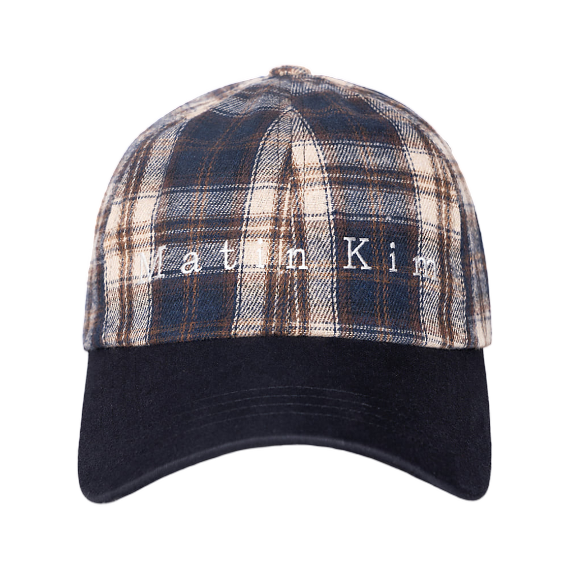 MK269OHT018MNA Matin Kim Contrast Brim Check Ball Cap In Navy