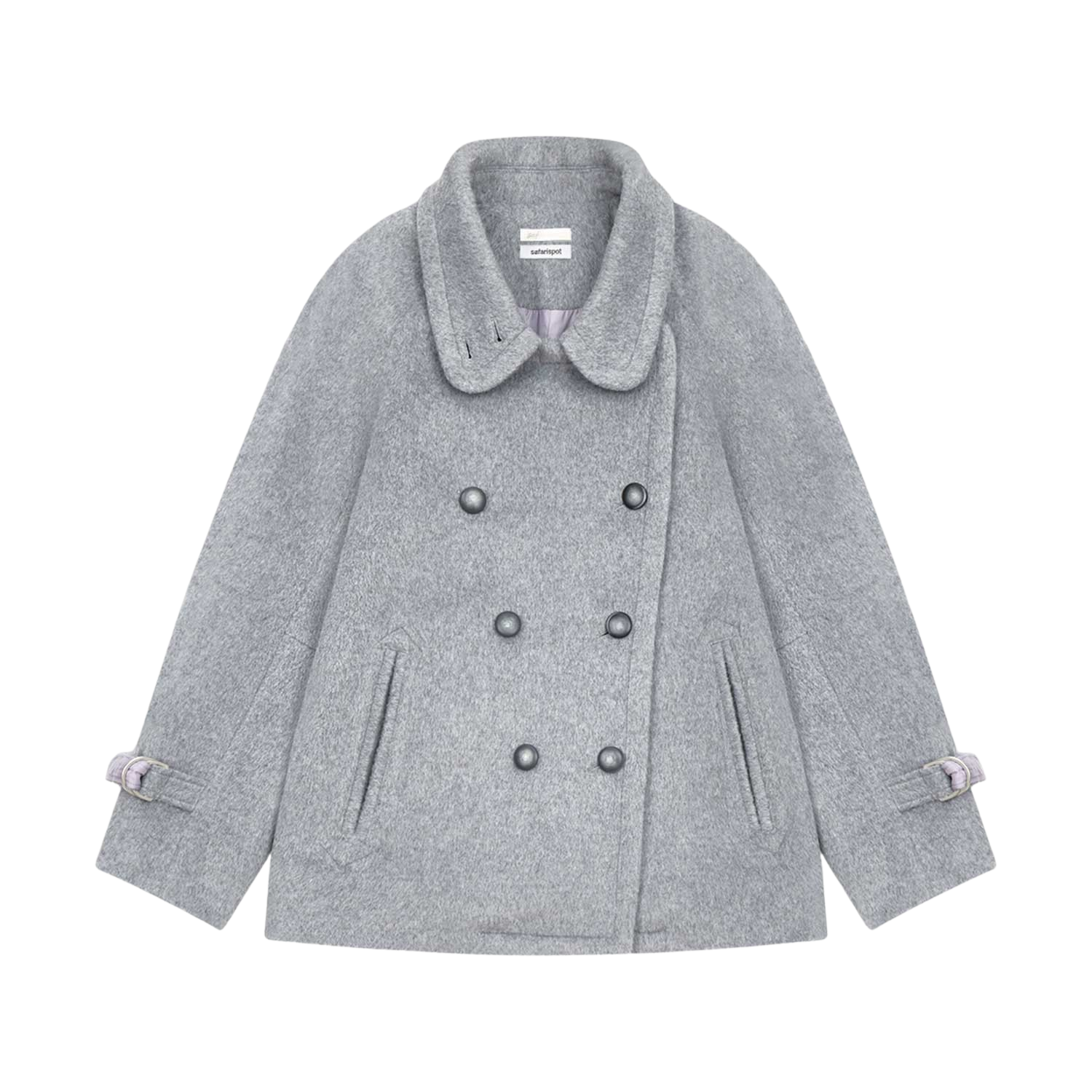 사파리스팟 라운드 카라 피코트 그레이(Safarispot Round Collar Pea Coat Gray)