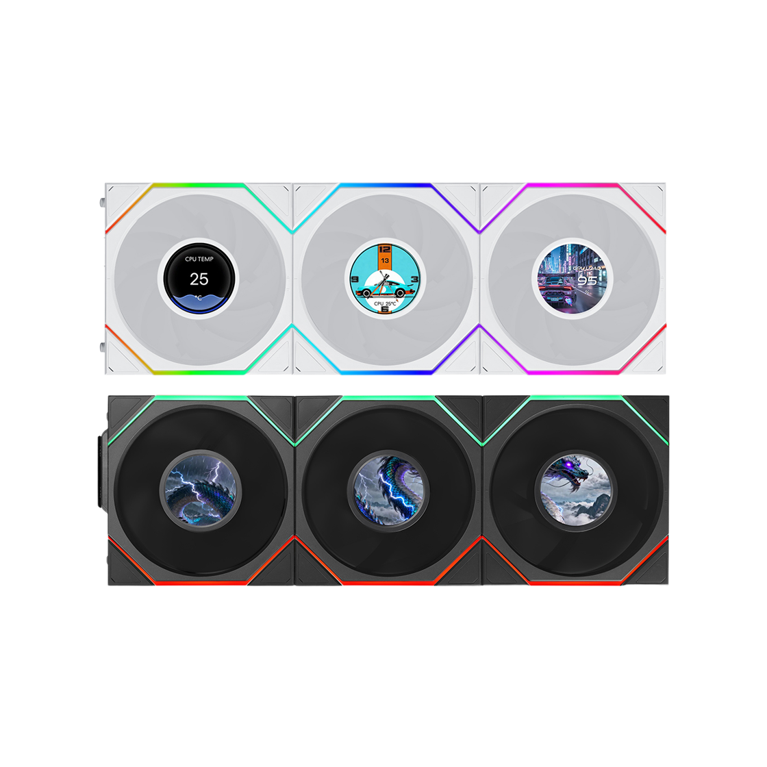 리안리 UNI FAN TL FLEX LCD 120 리버스 (3팩, 화이트)(LIAN LI UNI FAN TL FLEX LCD 120 Reverse 3-Pack White) - 4