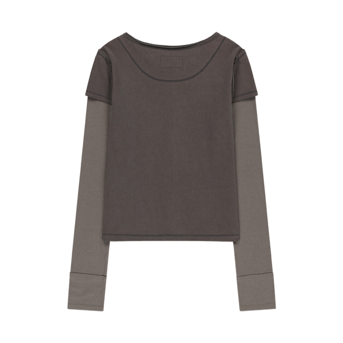 (W) 마뗑킴 페이디드 컬러 블록 레이어드 버튼 탑 코코아((W) Matin Kim Faded Color Block Layered Button Top In Cocoa) - 2