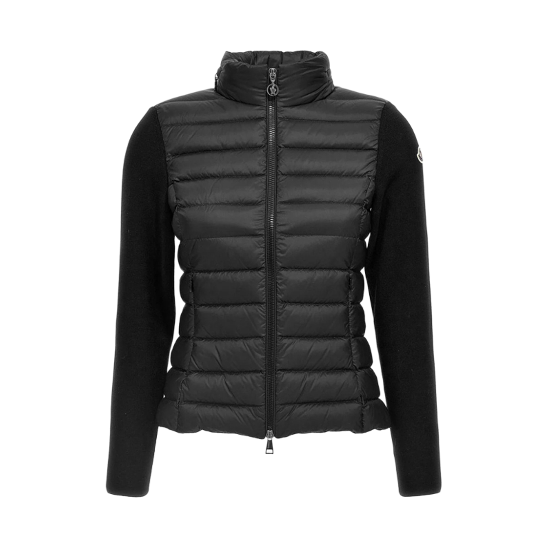 9B000 30 M1122 999 [15% 쿠폰] Moncler Logo Patch Knit Mix Down Jacket Black - 26FW