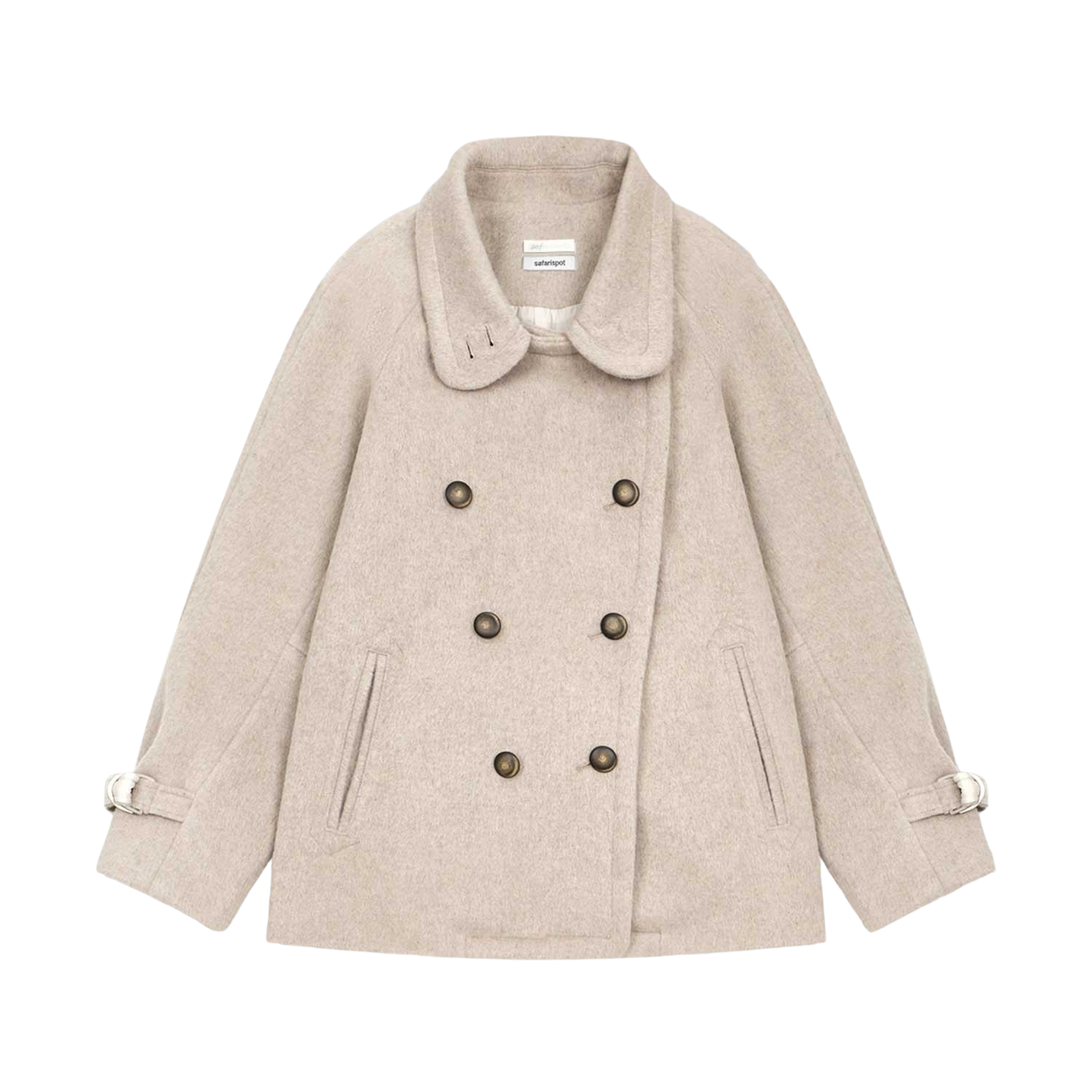 사파리스팟 라운드 카라 피코트 베이지(Safarispot Round Collar Pea Coat Beige)