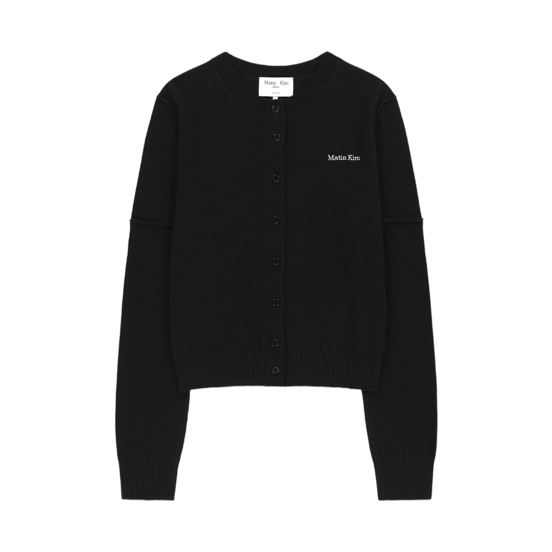 MK2600CD022MBB (W) Matin Kim Cashmere Blended Cutline Round Cardigan In Black