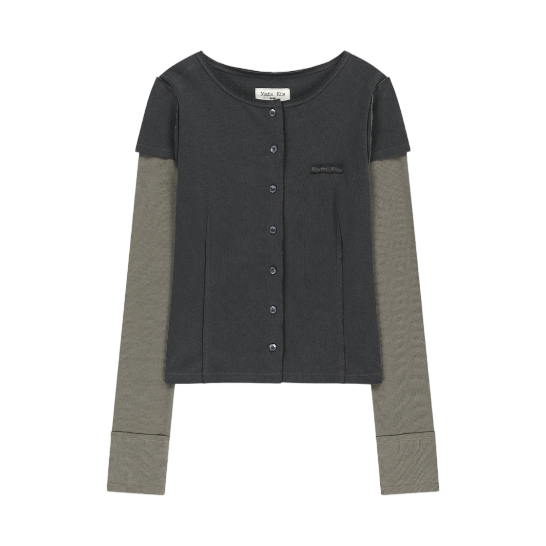 MK2677TS050MCH (W) Matin Kim Faded Color Block Layered Button Top In Charcoal