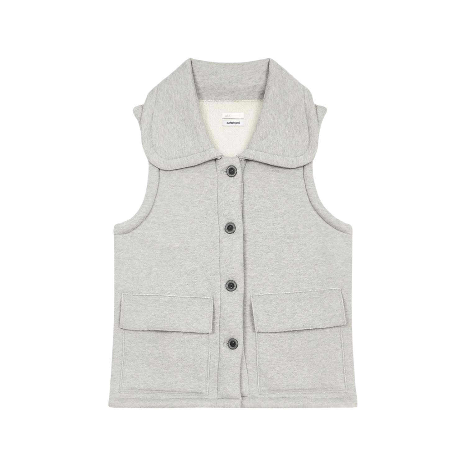 사파리스팟 라운드 카라 플리브 베스트 그레이(Safarispot Round Collar Fleeve Vest Gray) - 1